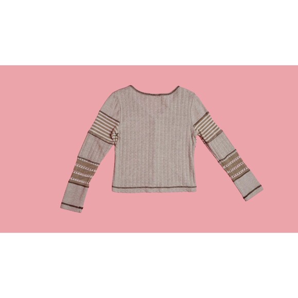 1990s CONTEMPO CASUALS. Brown Striped Multi Pattern CARDIGAN Sweater. Small - Picture 4 of 11